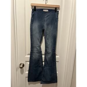 Free People Penny Pull On Flare Jeans Womens 25R Bell Bottom Blue Retro Hippie